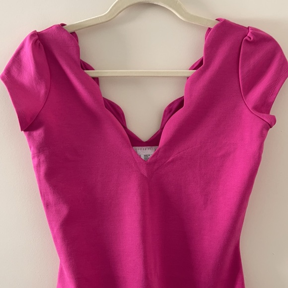 UO Pink Scalloped Bodycon Cocktail Dress - Small - Picture 5 of 7